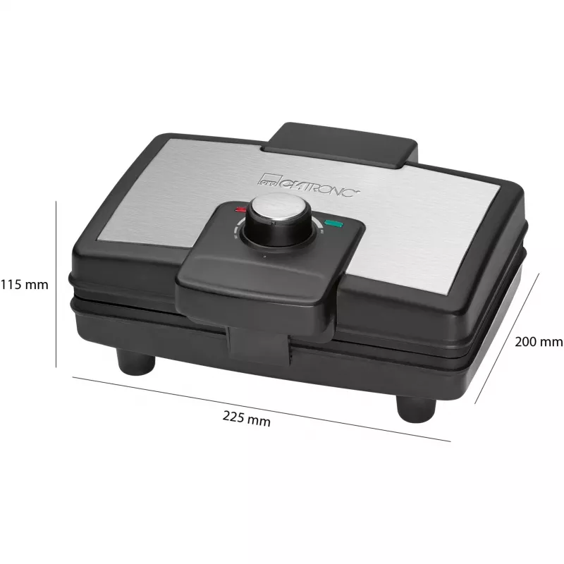Clatronic WA 3606 waffle iron 2 waffle(s) Black,Stainless steel 800 W