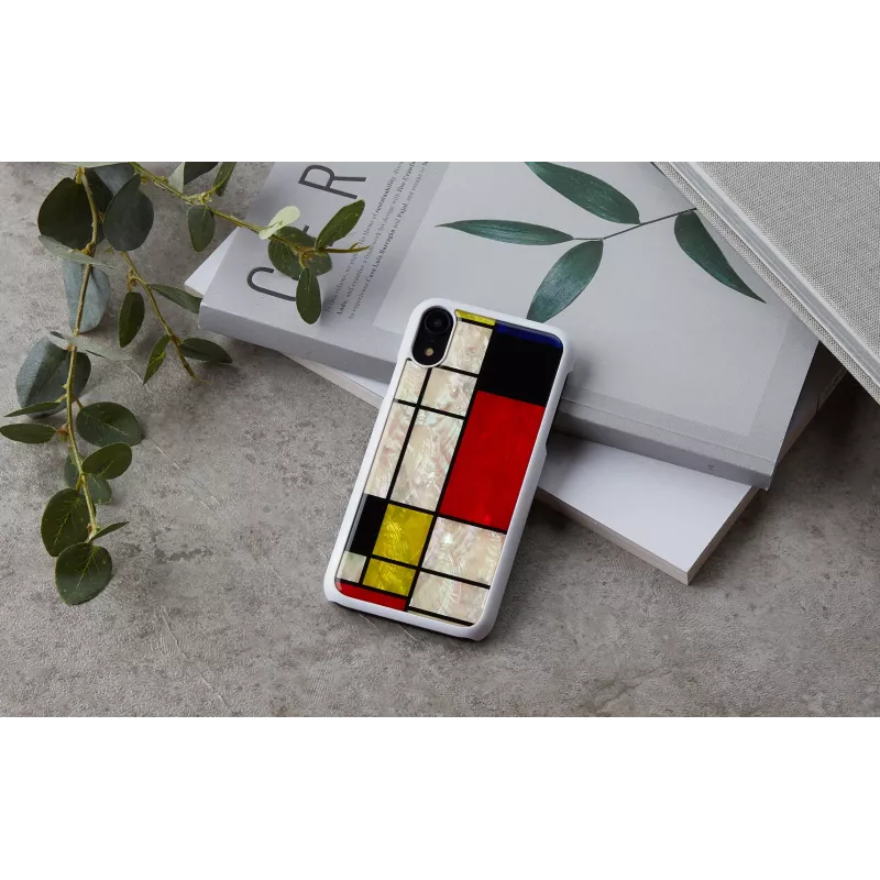 Smartphone case iKins for iPhone XR Mondrian White — protective hard back cover
