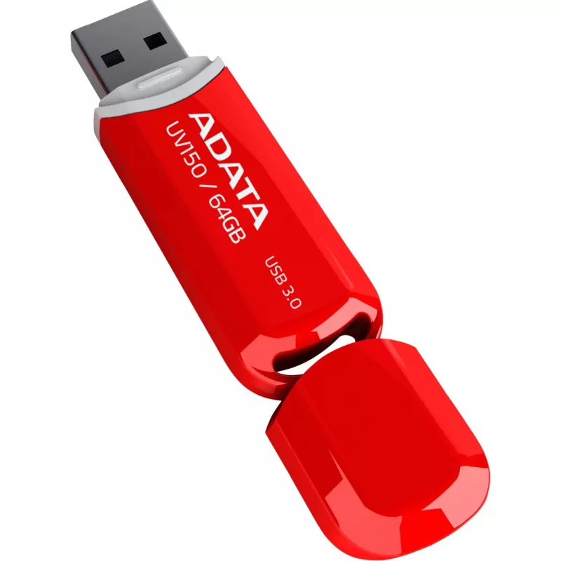 USB flash drive ADATA DashDrive UV150 64 GB, USB Type-A 3.2 Gen 1, red, cap design