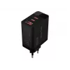LCD wall charger USB socket + USB-Cx2 PD 65W GAN black wattmeter