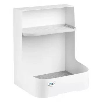 MACLEAN ER-442 Ergo Office Under-Desk Storage Box Organizer with Accessories Shelf, White, Max 5kg