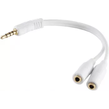 Audio cable ShiverPeaks BS33120 — 0.2 m, 3.5 mm male to 2×3.5 mm female, white, copper, gold-plated contacts