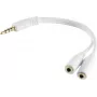 Audio cable ShiverPeaks BS33120 — 0.2 m, 3.5 mm male to 2×3.5 mm female, white, copper, gold-plated contacts