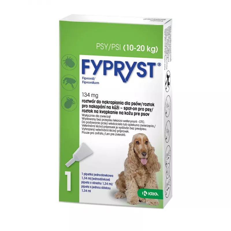 FYPRYST 134mg M (10-20kg) - drops against fleas and ticks for dogs – 1x1,34ml