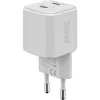 USB-C Dual-Fast Charger Nano, PD, GaN, 35 Watt (White, 2x USB-C, Power Delivery 3.0)