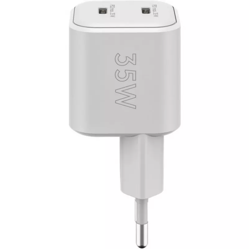 USB-C Dual-Fast Charger Nano, PD, GaN, 35 Watt (White, 2x USB-C, Power Delivery 3.0)