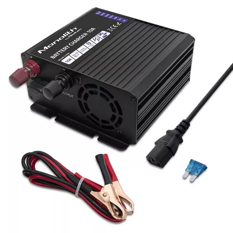 Qoltec Smart Monolith Battery Charger for LiFePO4 AGM GEL SLA batteries | 10A | 12V