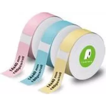 Label roll Olympia 6314, 14 × 40 mm, paper labels, 3-pack (pink, blue, yellow)