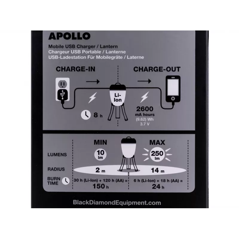 Battery powered camping lantern Black Diamond Apollo