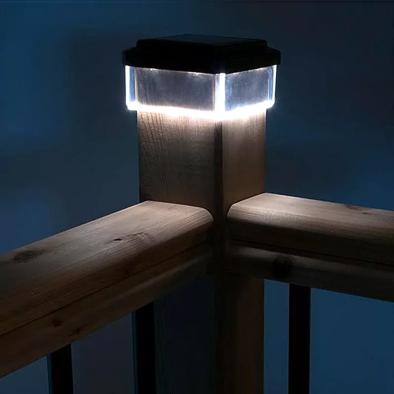 GB128 LED solar lamp fence post garden light, Black - Green Blue