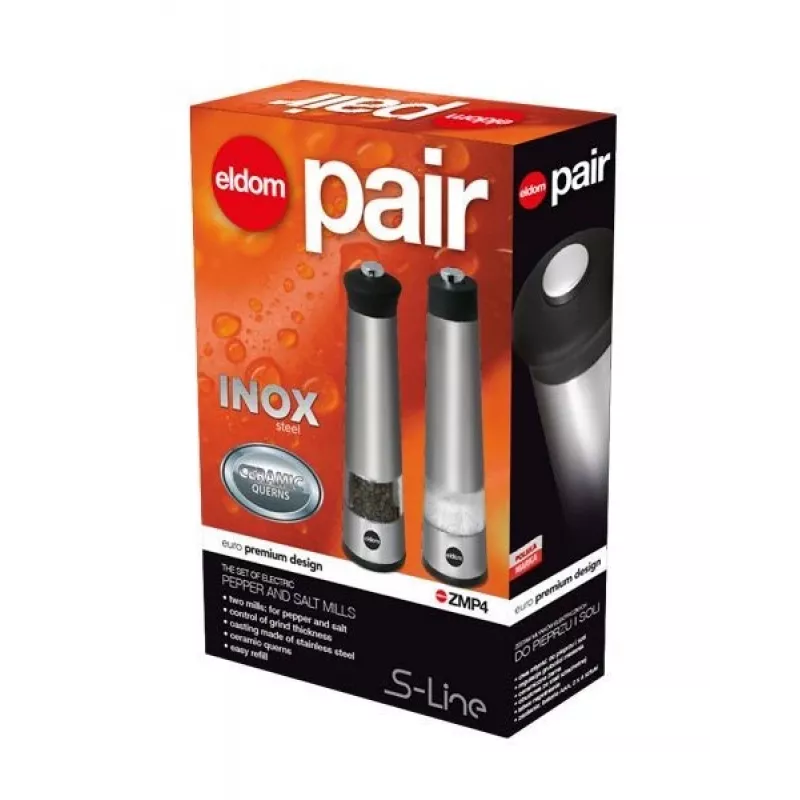 2X ZMP4 Electric Pepper Mill and Salt Mill Set in the Great Housing Stainless Steel Design