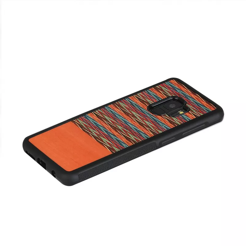 Smartphone case man and wood for Galaxy S9 — brown check with black trim