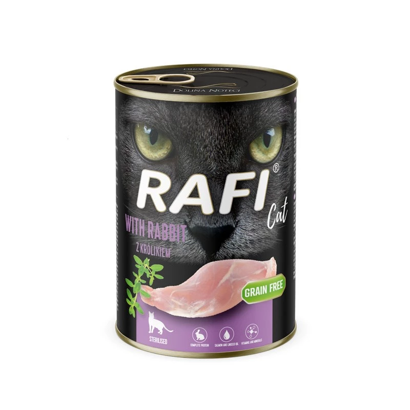 Wet cat food dolina noteci Rafi with rabbit, 400 g, complete adult wet food, grain-free, gluten- and soy-free