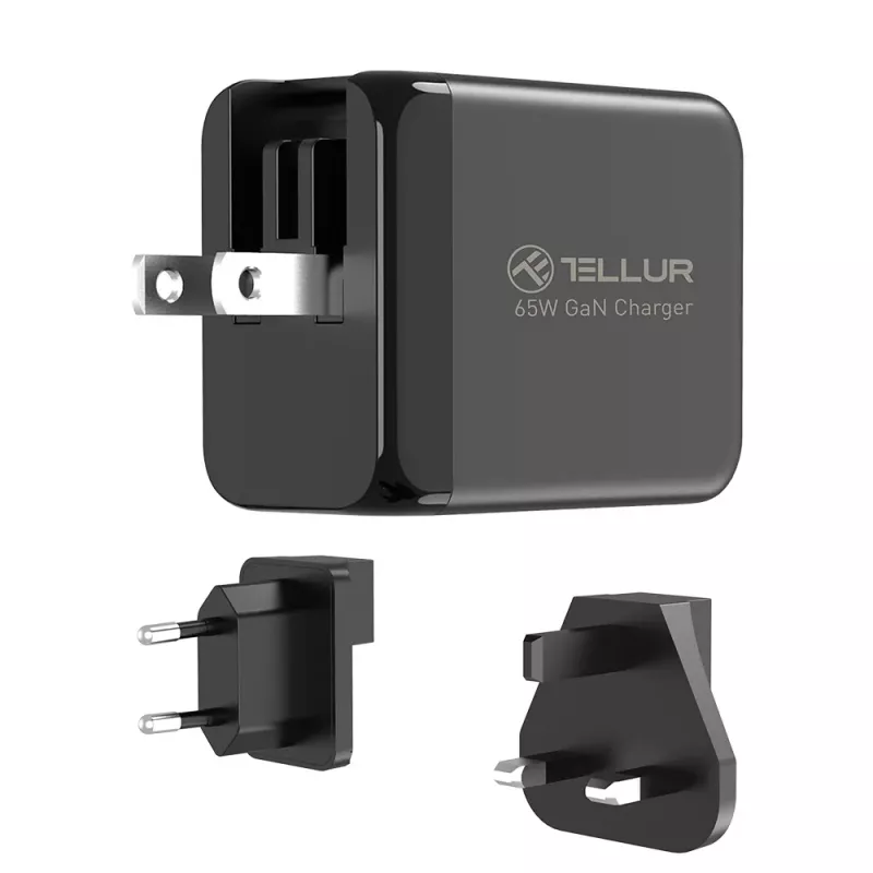 Wall Charger Tellur TLL151451 65W, 3-port (2x USB-C, 1x USB-A)