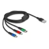 DeLOCK USB Charging Cable 3 in 1 Type-A to Lightning Micro USB USB Type-C 30 cm