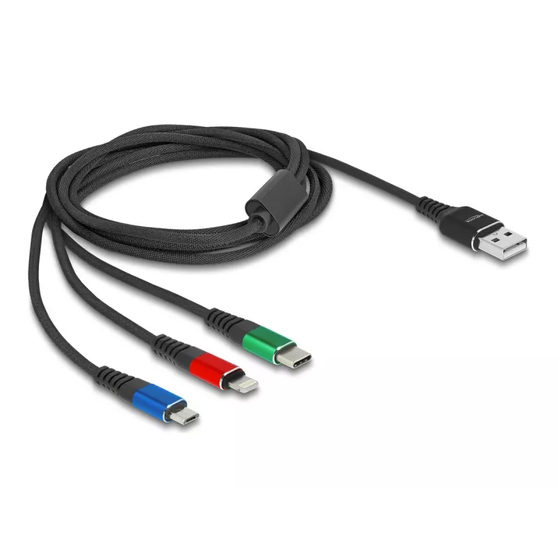 DeLOCK USB Charging Cable 3 in 1 Type-A to Lightning Micro USB USB Type-C 30 cm