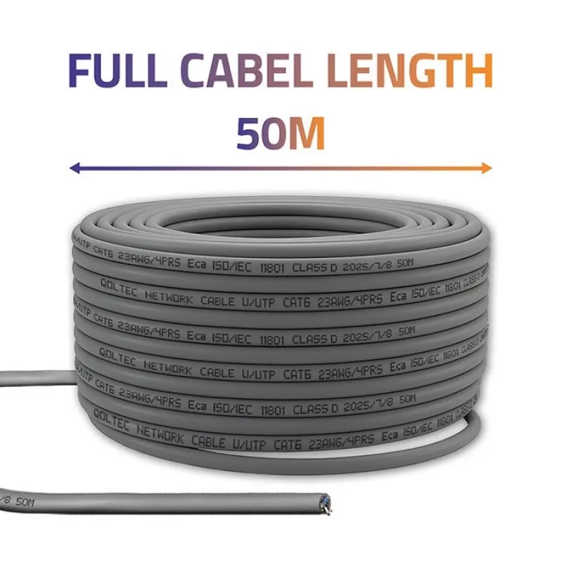 UTP patchcord cable QOLTEC CAT6 50 m Copper (Cu) grey