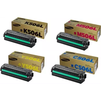 Toner Set HP CLT-506L — 4-color replacement cartridges (black, cyan, magenta, yellow)