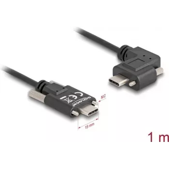 DeLOCK USB 2.0 Cable USB Type-C male to USB Type-C male angled left/right PD 3.0 60W 1m