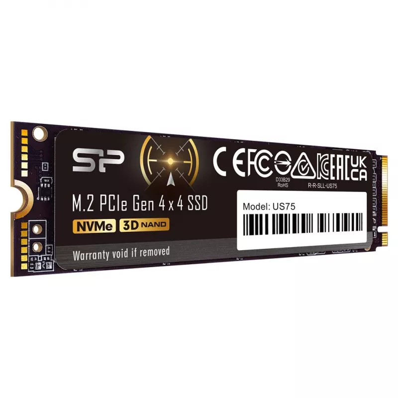 SSD M.2 2280 2 TB Silicon Power US75 PCIe 4.0 NVMe, Read 7000 MB/s, Write 6000 MB/s