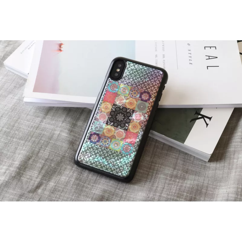 Smartphone case iKins for iPhone XS / XS S — Flower Garden design, black