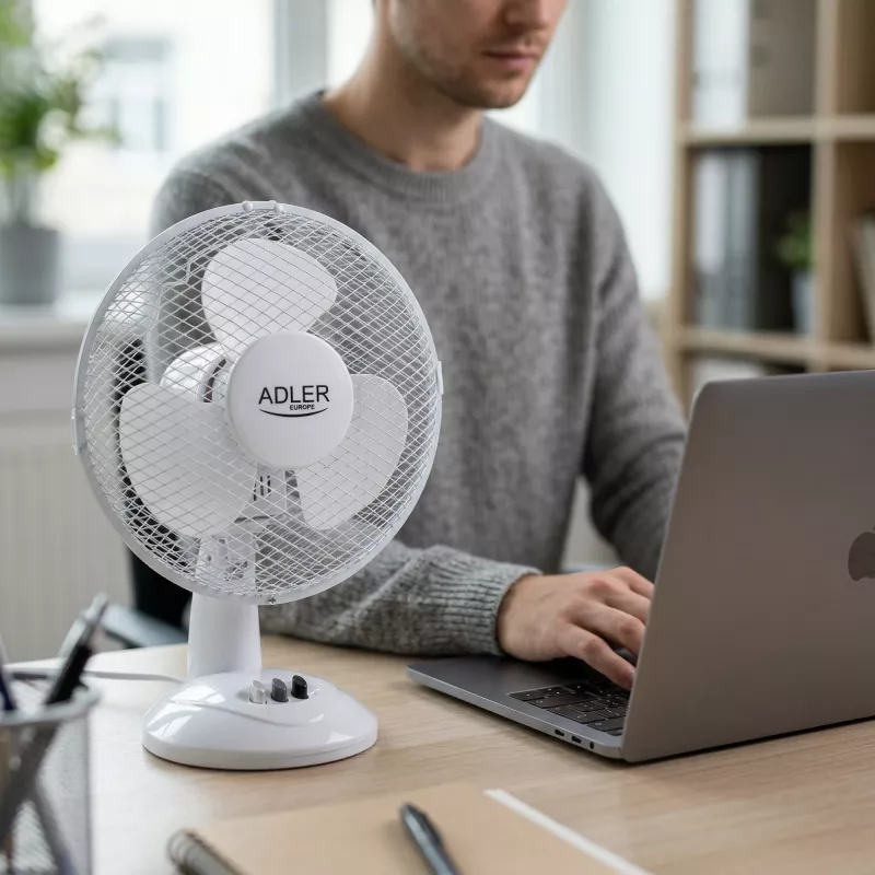 Adler | AD 7302 | Desk Fan | White | Diameter 23 cm | Number of speeds 2 | Oscillation | 60 W | No