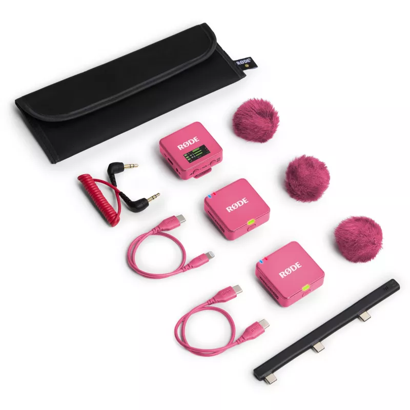 Wireless microphone RODE Wireless GO III Pink — compact dual-channel transmitter and receiver system