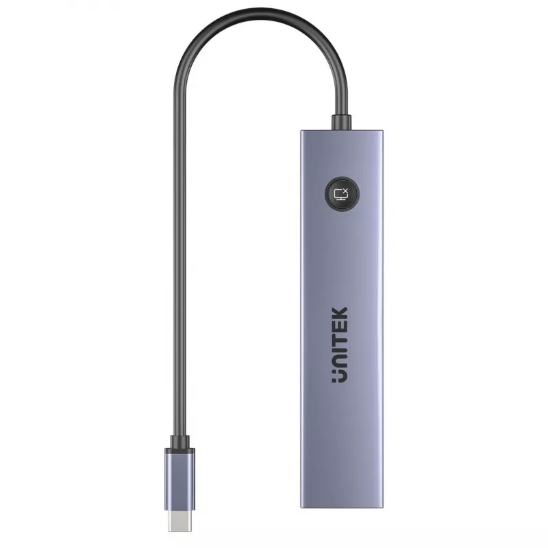 USB-C hub Unitek H1124AGY01 with 100W PD, HDMI 2.0, 2x USB‑A, 2x USB‑C, SD/microSD reader — aluminium