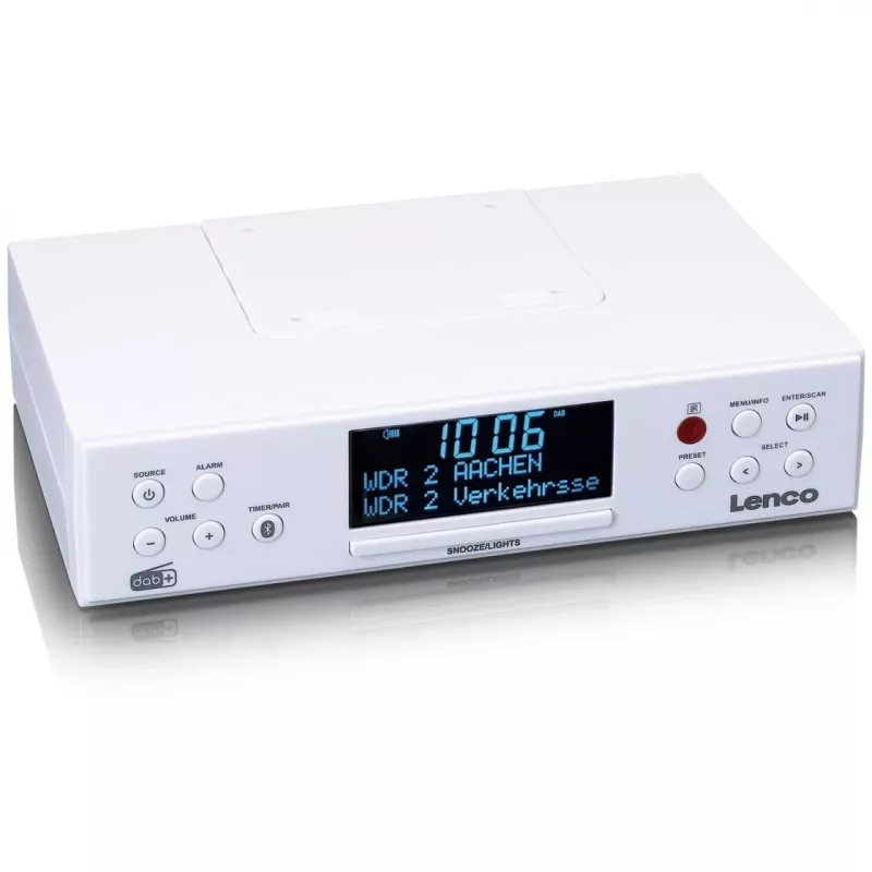 Lenco KCR-190WH Under-Cabinet Kitchen Radio with PLL FM, DAB+ and Bluetooth, White