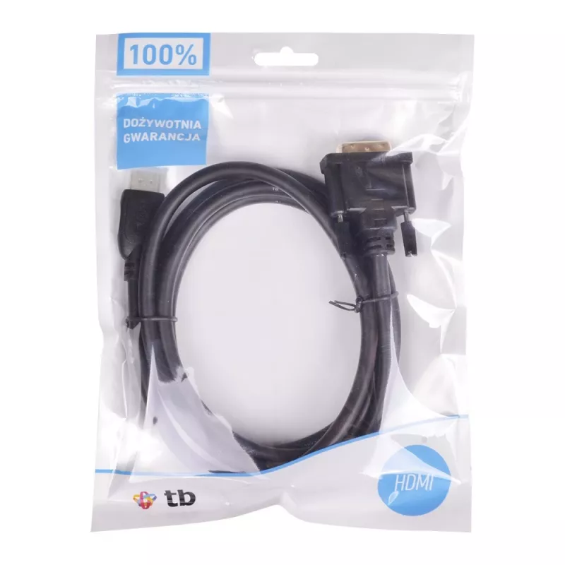 TB HDMI-DVI-Cable 1,8 M. gold-braided, DVI 24 + 1