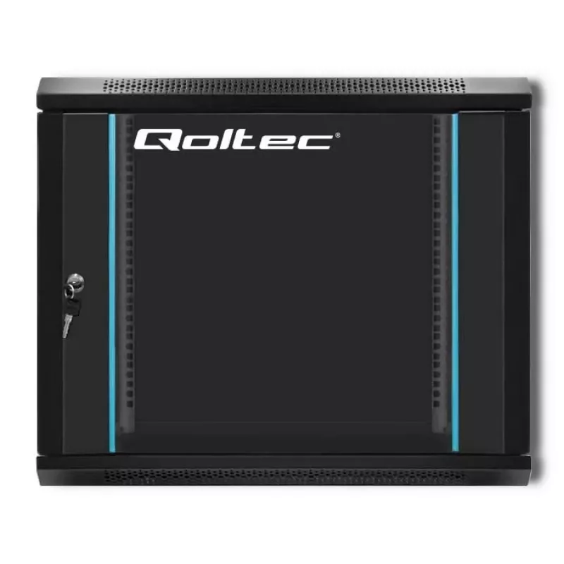 Qoltec 54466 9U 19 inch Open Frame Rack Cabinet, 60 kg Load Capacity, Black