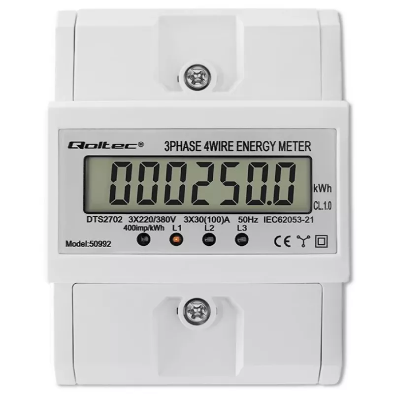 Three-phase electronic meter QOLTEC 50992 400V 100A