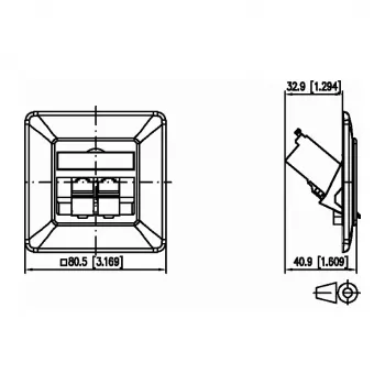 METZ CONNECT BTR E-DAT Module 8/8(8) UP - Connection Socket, Flush-Mount - RJ-45 X 2 - Pure White, RAL 9010 (1309121002-E)