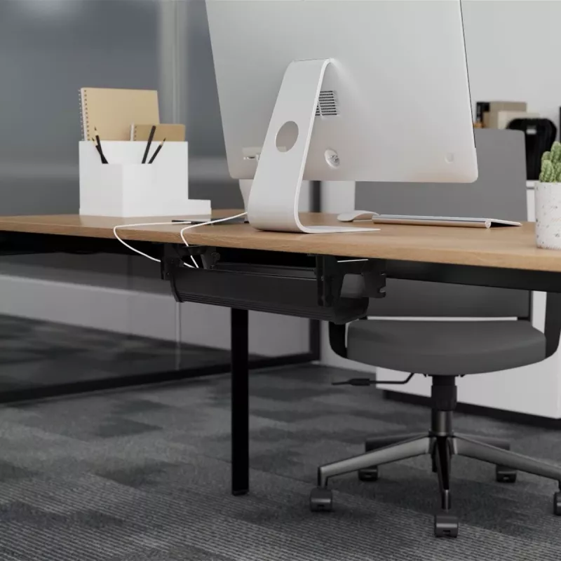 Under-desk cable tray MACLEAN MC-106B — black, ABS, maximum load 5 kg