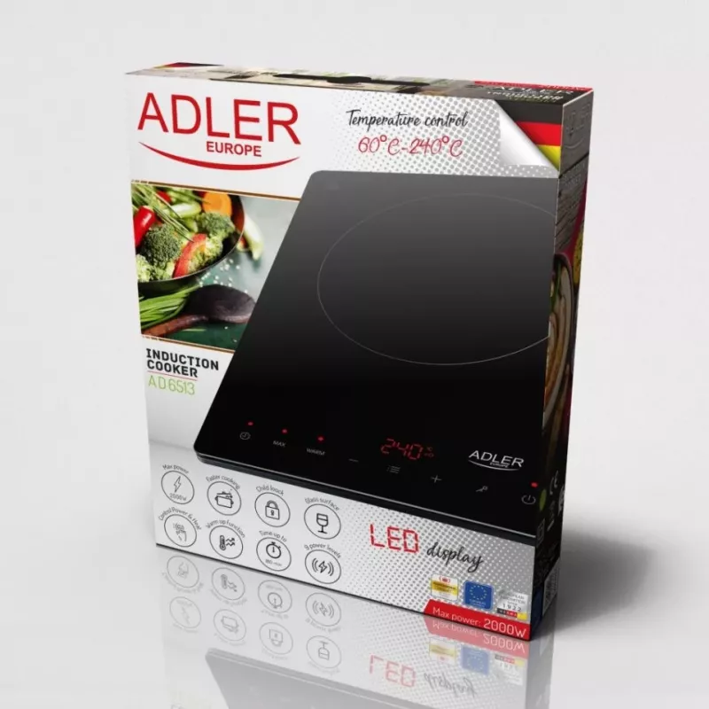Adler AD 6513 hob Black Countertop 29 cm Zone induction hob 1 zone(s)
