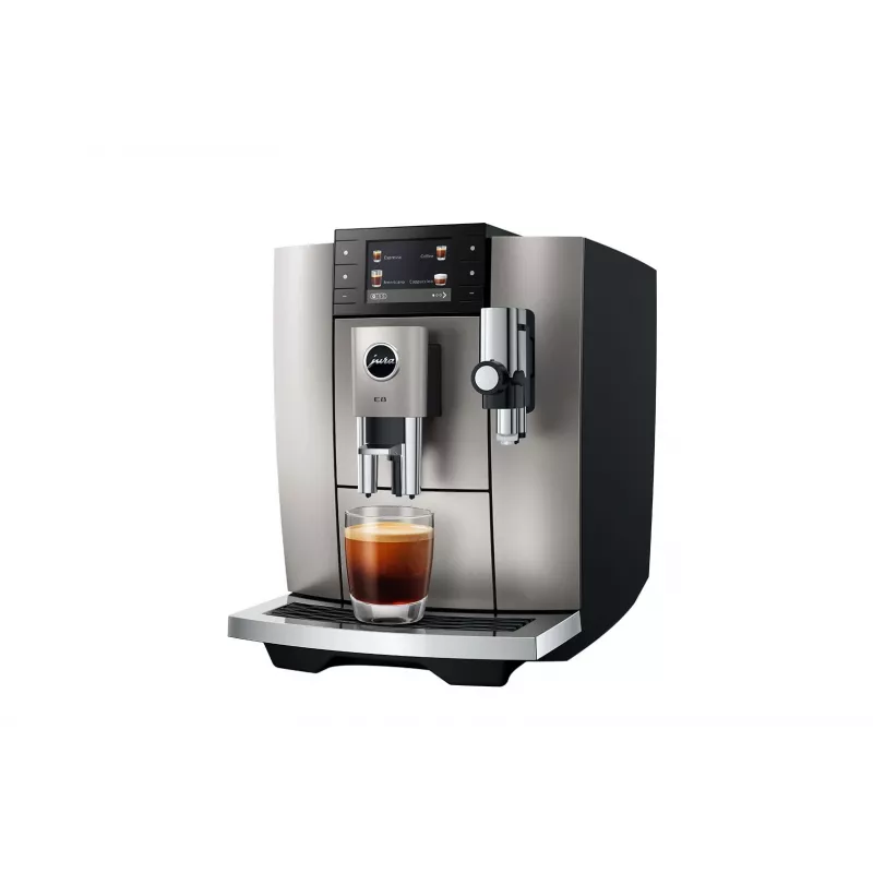 Espresso machine JURA E8 Fully-auto 1.9 L Silver — 15 bar, 3.5 inch display, grinder, milk frother