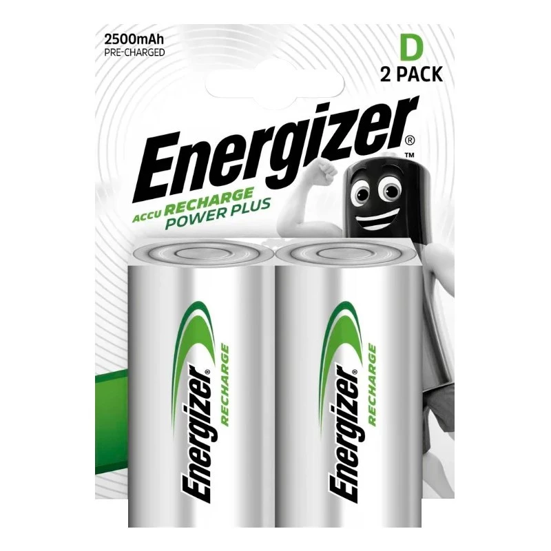 Energizer NiMH Rechargeable D Batteries 2500mAh - 2 Pack