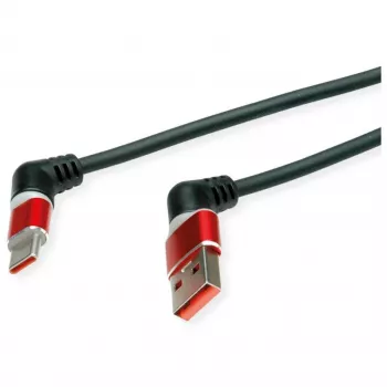 ROLINE USB 2.0 Cable Type-C - Type-A ST/ST 360° Rotation black Red 1 m 11.02. - Cable - Digital/Data