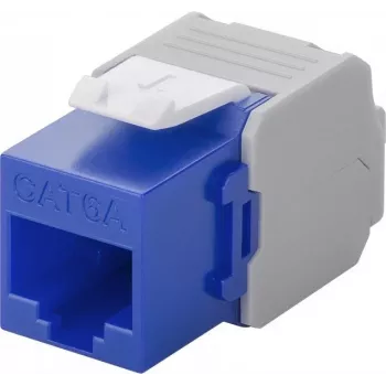 Wentronic Goobay CAT 6a KeyStone RJ45 Jack,Unshielded, 500MHz, Blue-White (90688)