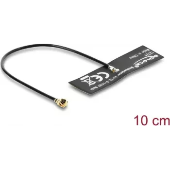 DELOCK WiFi 6 antenna I-PEX (MHF® I plug) omnidirectional 4.5–5.0 dBi with 10 cm FPC cable for internal adhesive mounting