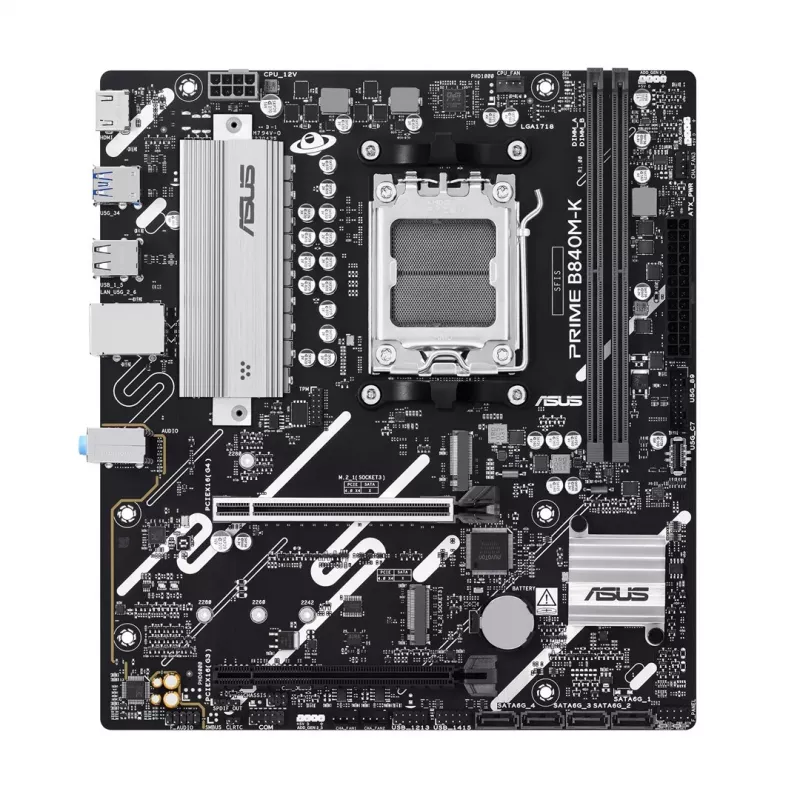 Motherboard ASUS PRIME B840M-K — AMD B840, Socket AM5, micro ATX, DDR5, 2 DIMM, 128 GB, 2.5 GbE, M.2, SATA III