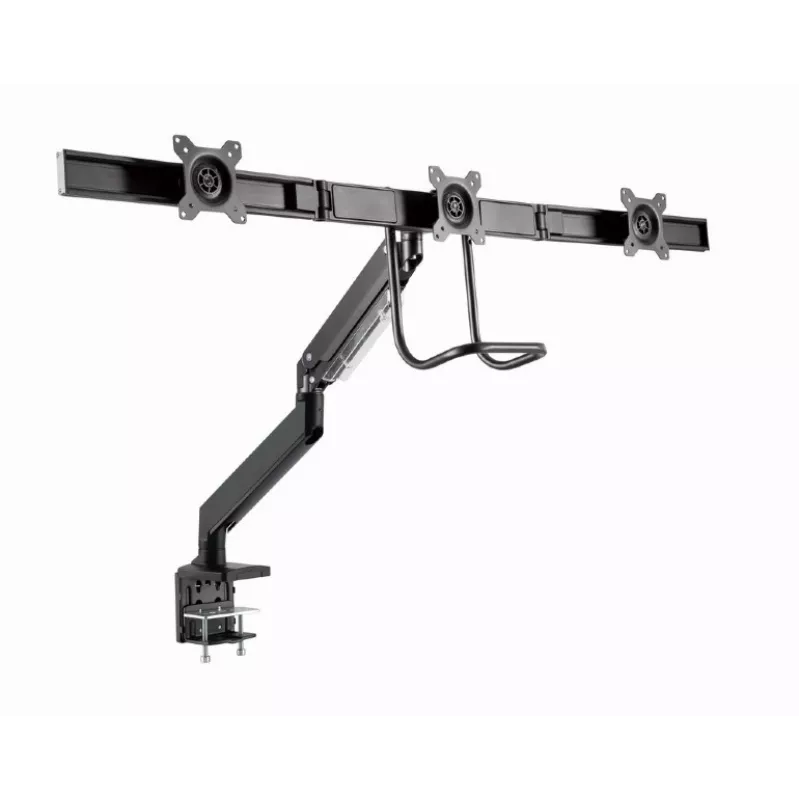 Desk monitor mount GEMBIRD MA-DA3-03, 3-arm, gas spring, VESA 75–100x100, supports 3 displays up to 27 inch, max 18 kg, black