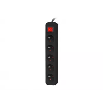 Lanberg Cable Power Strip, 5X French Outlets with Switch, Quality-Grade Copper, 1.5 m | PS1-05E-0150-BK