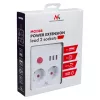 Power strip MACLEAN MCE387 W — 2 sockets, 3×USB A, 110–240V, 2500W, 1.5 m cable, white