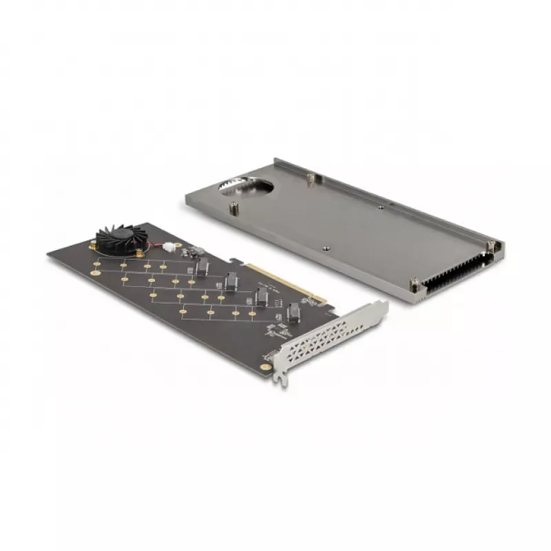 DeLOCK PCI Express 4.0 x16 Card to 4 x internal NVMe M.2 Key M with Heat Sink and Fan