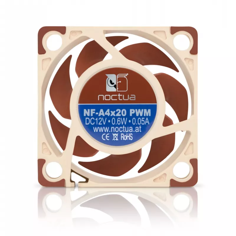 Fan Noctua NF-A4x20 PWM 40 mm, 4-pin PWM, 5–12 V, 1200–5000 RPM, 9.4 m³/h, 14.9 dB, 32×32 mm mounting