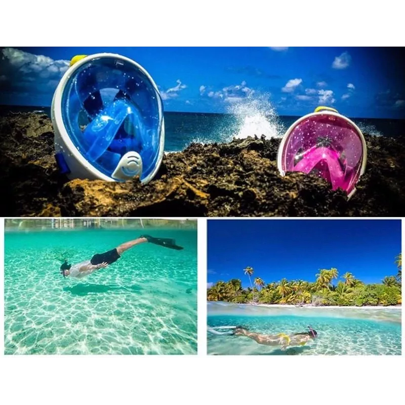 Full-Face Snorkeling Mask Free Breath M2068G L/XL Blue — Full-View, L/XL Size