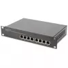 DIGITUS 10 inch Wall-Mounted Network Set 12U, 312 x 300 mm (W x D), Grey RAL 7035, with 8-Port Gigabit Switch, CAT6 Patch Panel, Shelf, Power Strip, and Accessories