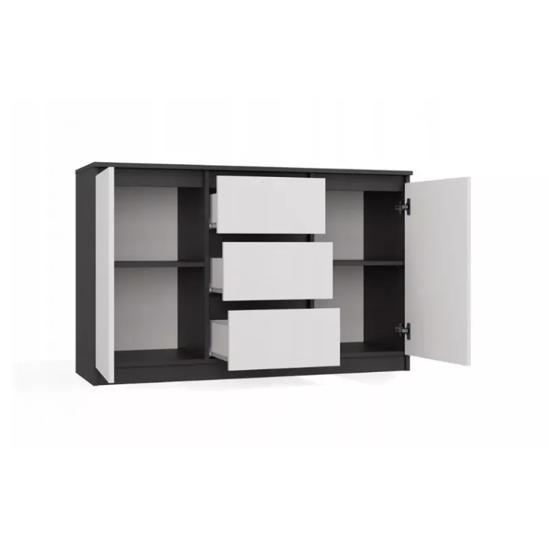 Chest of Drawers 2 Doors 3 Drawers top e shop M-MP-K-MAL-2D3S-ANTBIA — Anthracite frame, White doors, 1200×750×400 mm