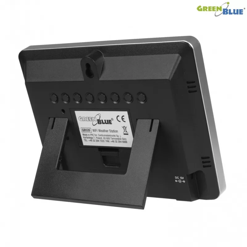 Digital weather station GreenBlue GB526 Black — indoor -20…60°C, outdoor -40…70°C, humidity -20…95%, clock, moon phase